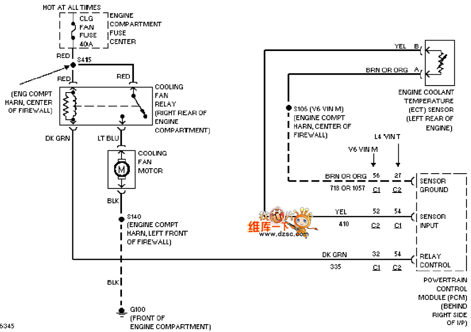 GM 97 Oldsmobile ACHIEVA cooling fan circuit diagram