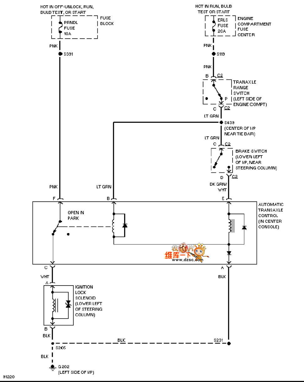 General 97 Oldsmobile ACHIEVA gear interlock circuit diagram