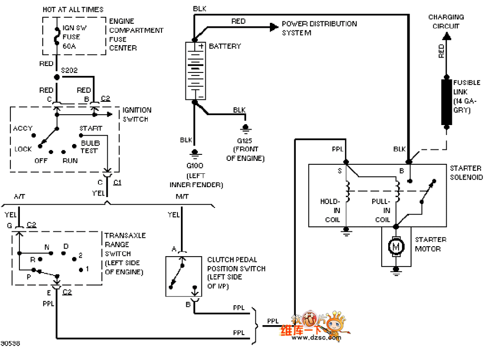 General 97 Oldsmobile ACHIEVA starting system circuit diagram