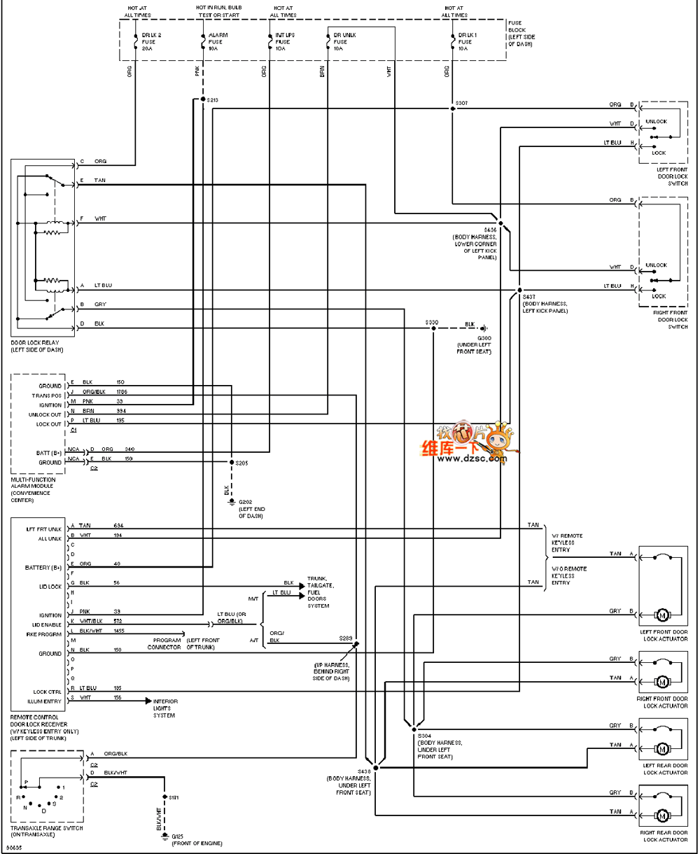 General 97 Oldsmobile ACHIEVA electric door lock circuit diagram