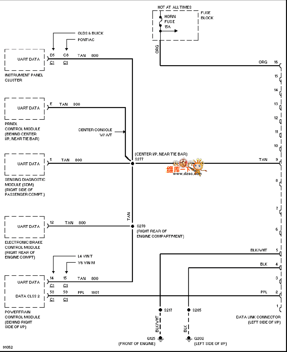 General 97 Oldsmobile ACHIEVA computer data connection circuit diagram