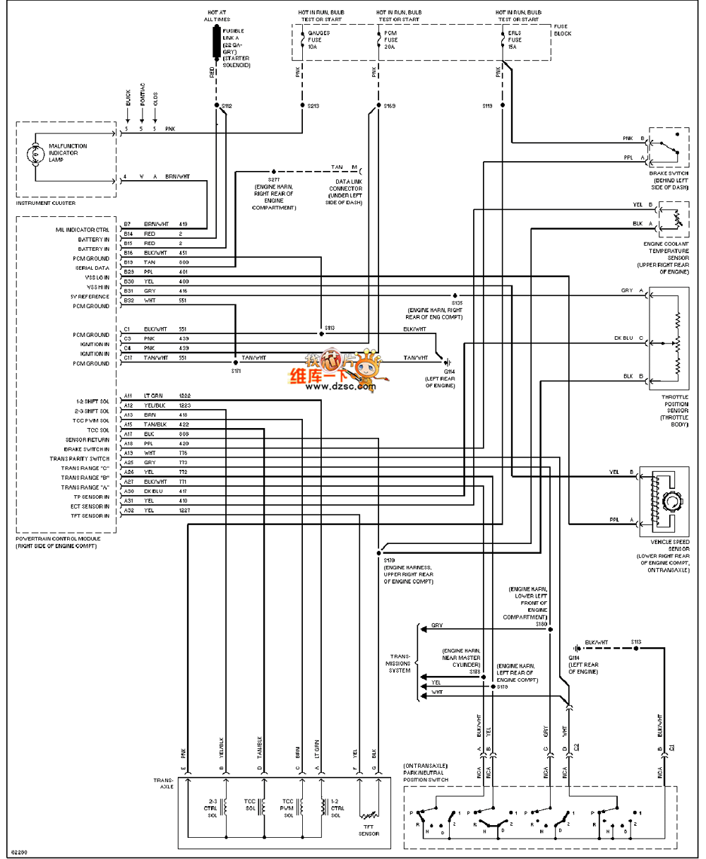 Universal 95 Oldsmobile ACHIEVA3.1L transmission circuit diagram