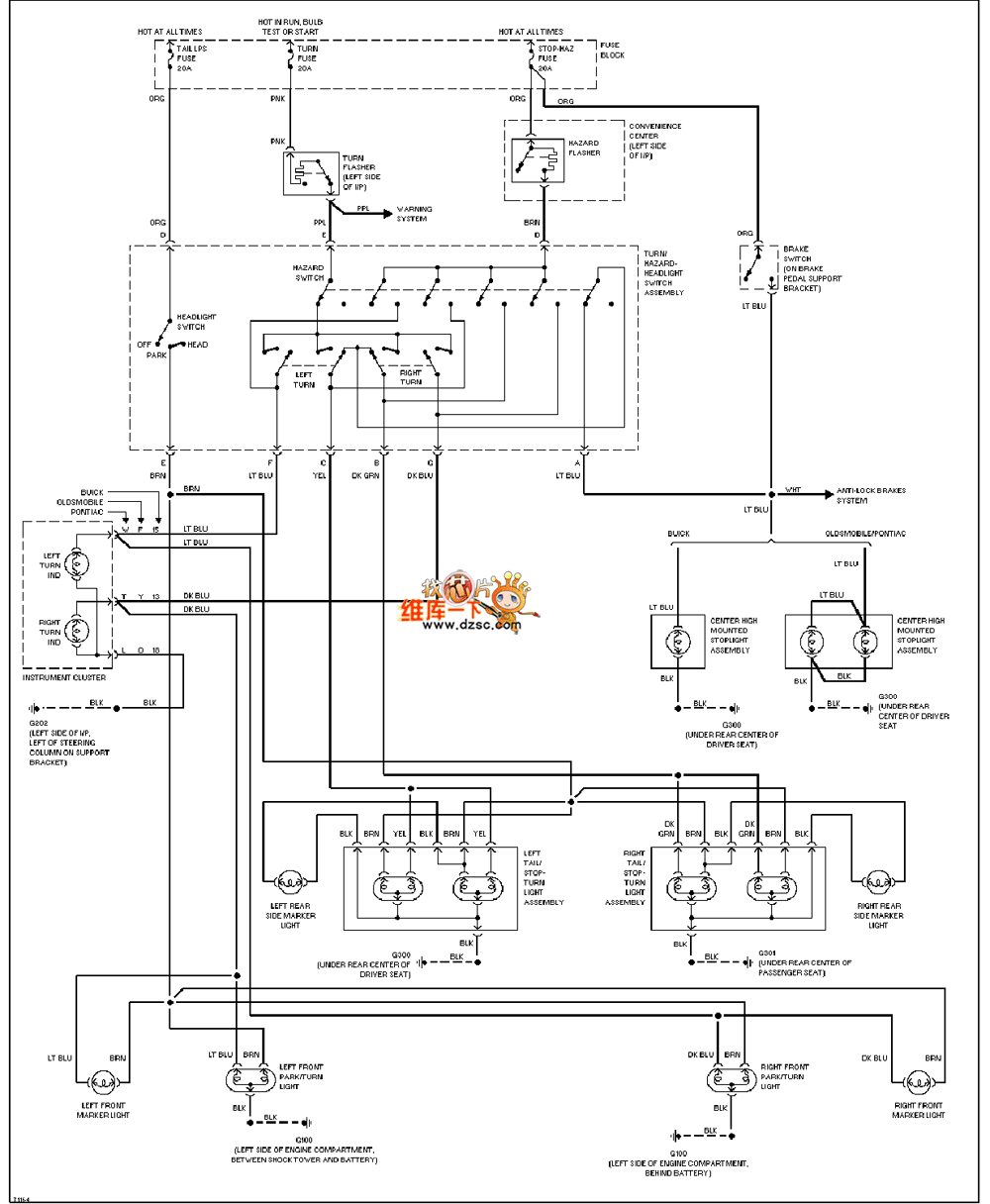 Universal 95 Oldsmobile ACHIEVA external light circuit diagram