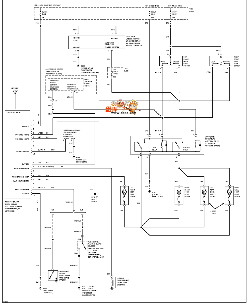 Universal 95 Oldsmobile ACHIEVA remote control door lock circuit diagram