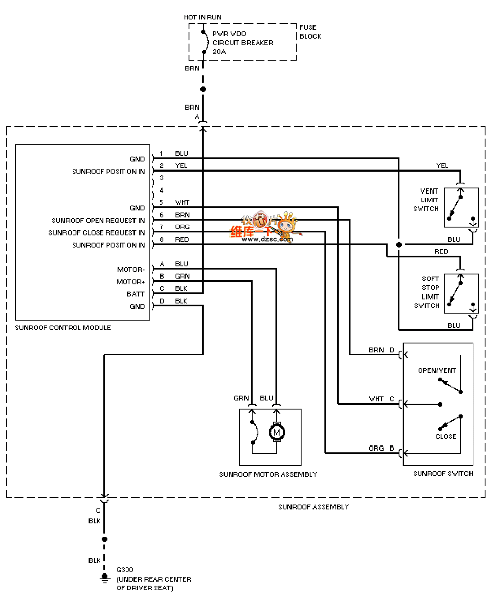 Universal 95 Oldsmobile ACHIEVA sun visor circuit diagram