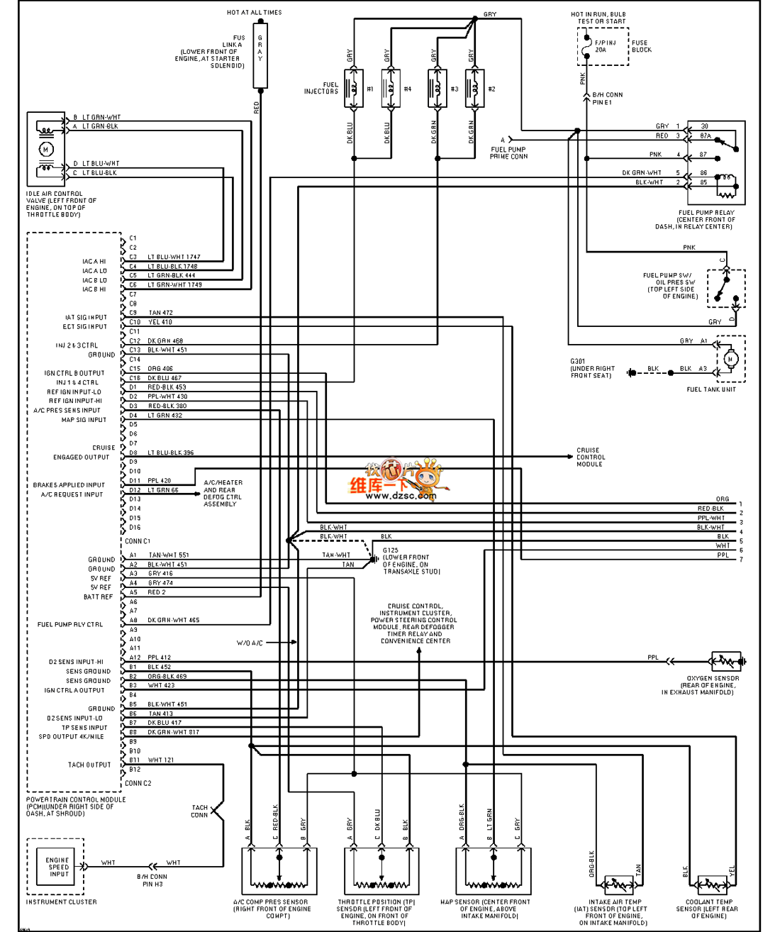 General 95 Oldsmobile ACHIEVA2.3L engine performance circuit diagram