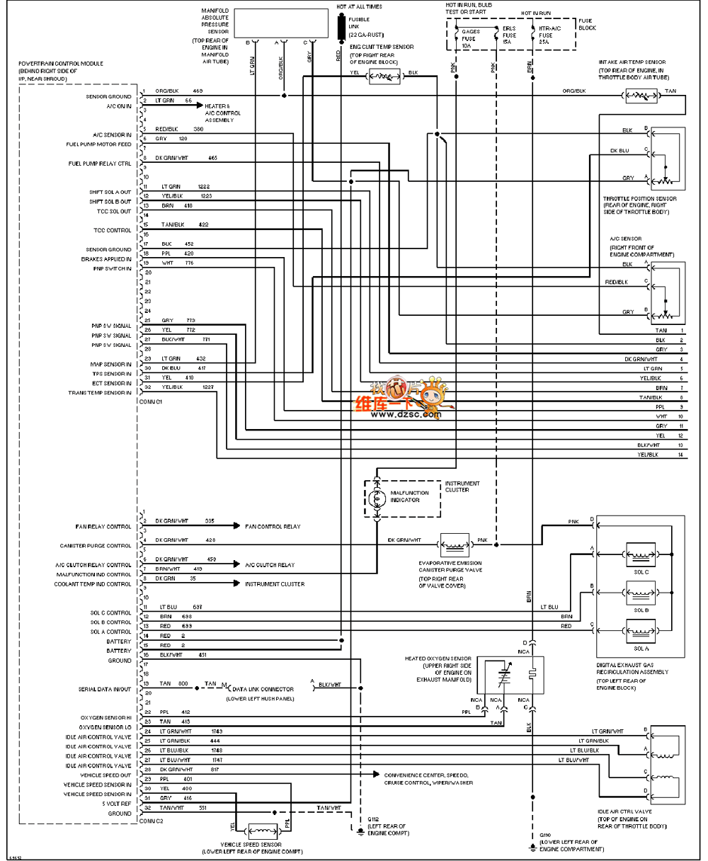 GM 95 Oldsmobile ACHIEVA3.1L engine performance circuit diagram