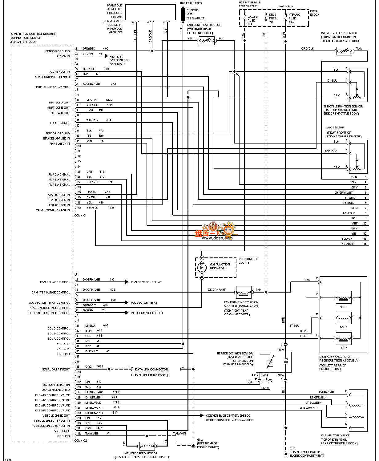 GM 94 Oldsmobile BRAVADA2.3L engine performance circuit diagram