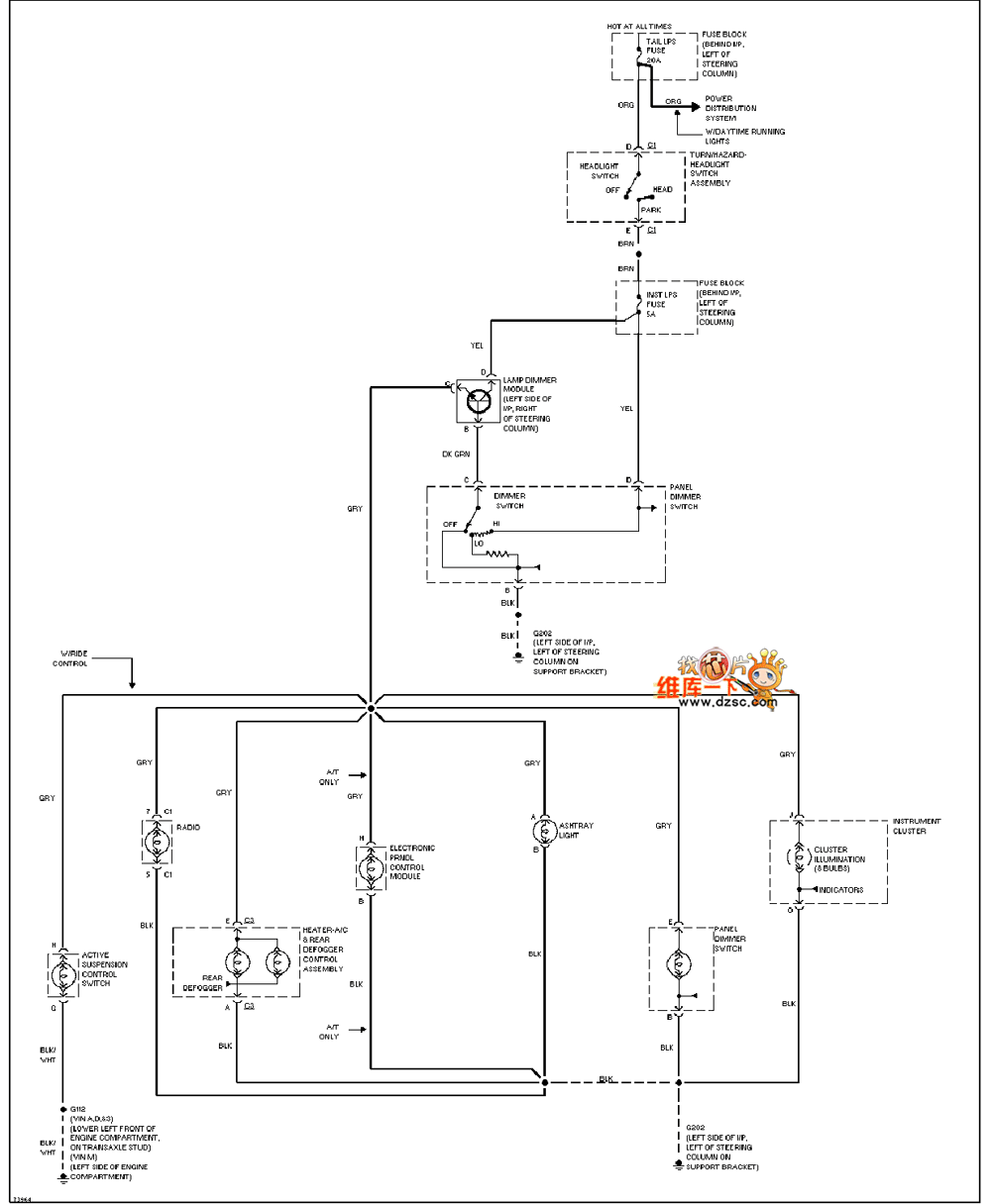 Universal 94 Oldsmobile BRAVADA dashboard lighting circuit diagram