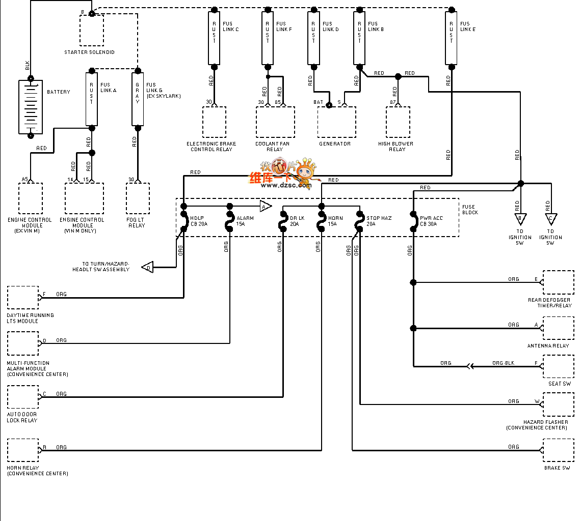 Universal 94 Oldsmobile BRAVADA power distribution circuit diagram