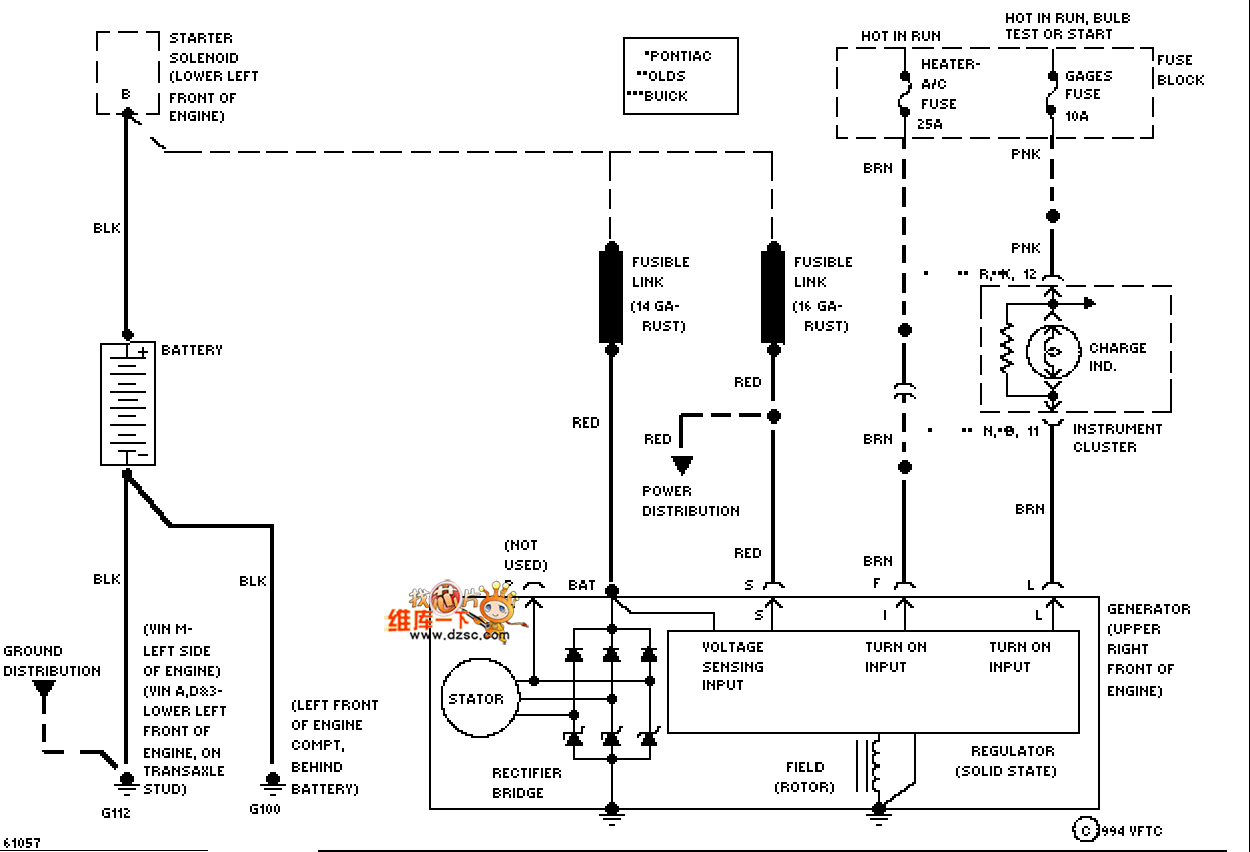 Universal 94 Oldsmobile BRAVADA charging system circuit diagram