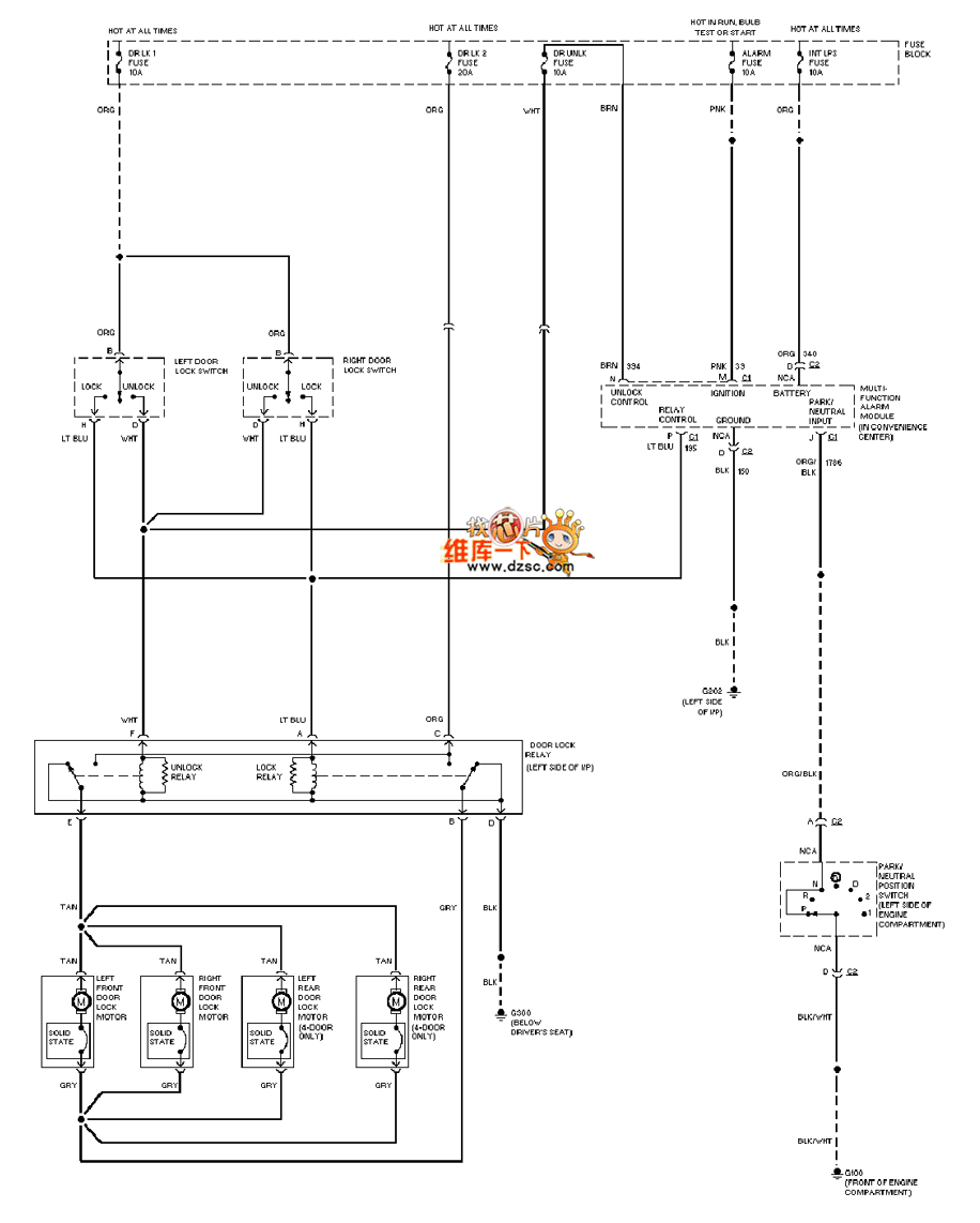 General 95 Oldsmobile ACHIEVA door control lamp circuit diagram