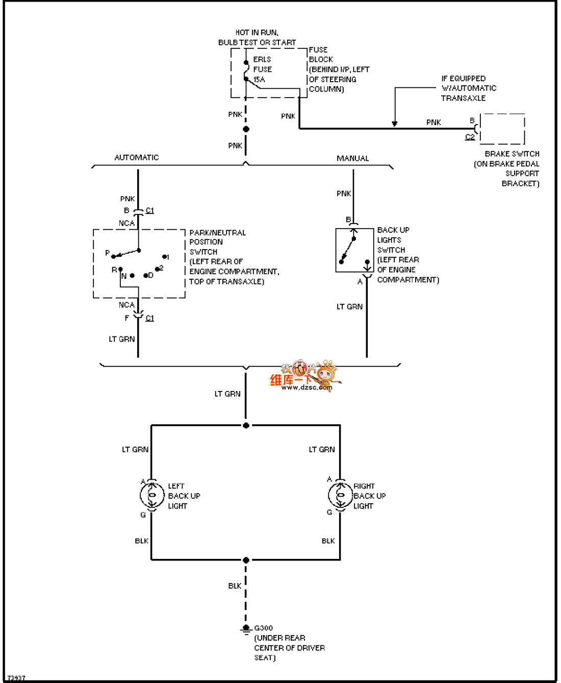 Universal 94 Oldsmobile BRAVADA reversing light circuit diagram