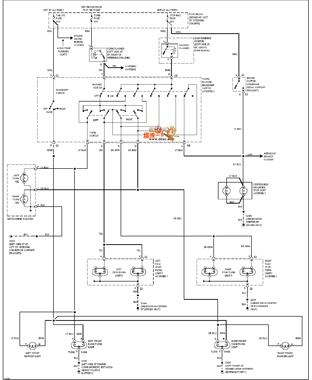 Universal 94 Oldsmobile BRAVADA external light circuit diagram