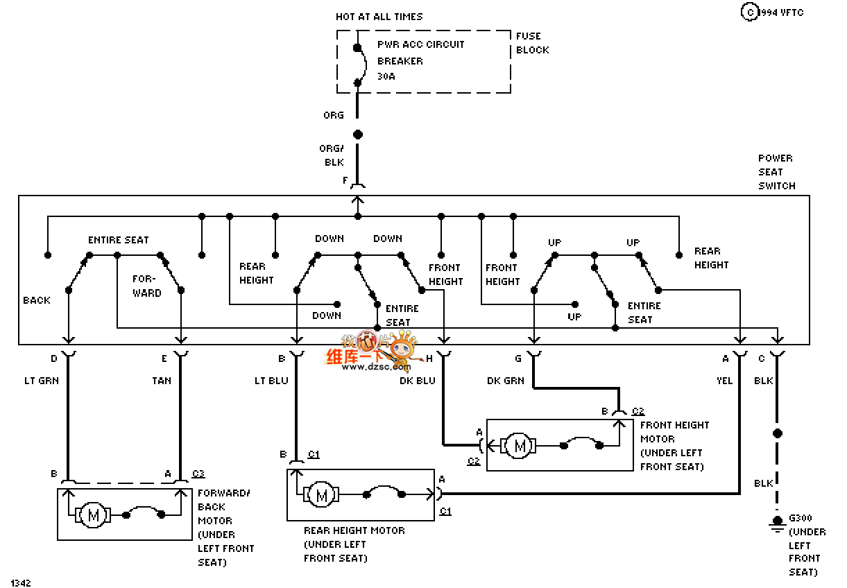 Universal 94 Oldsmobile BRAVADA power seat circuit diagram