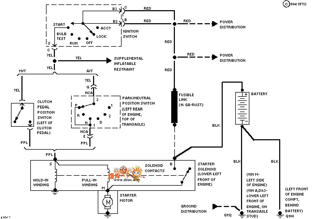 Universal 94 Oldsmobile BRAVADA starting system circuit diagram