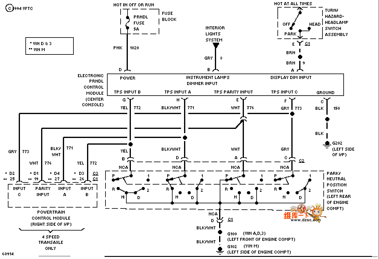 Universal 94 Oldsmobile BRAVADA electronic control board circuit diagram