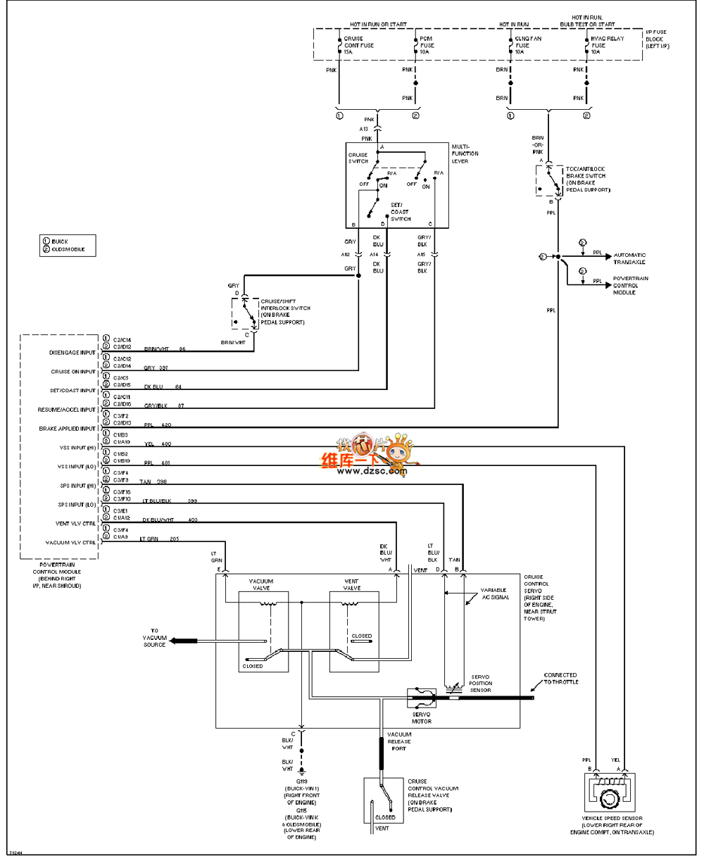 Universal Oldsmobile cruise control circuit diagram