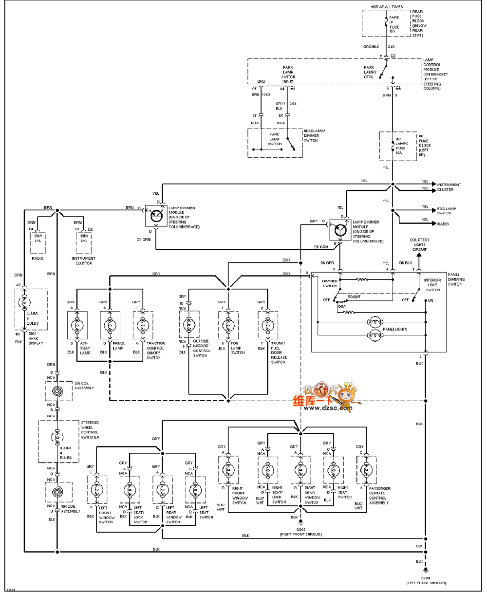 Universal Oldsmobile dashboard lighting circuit diagram