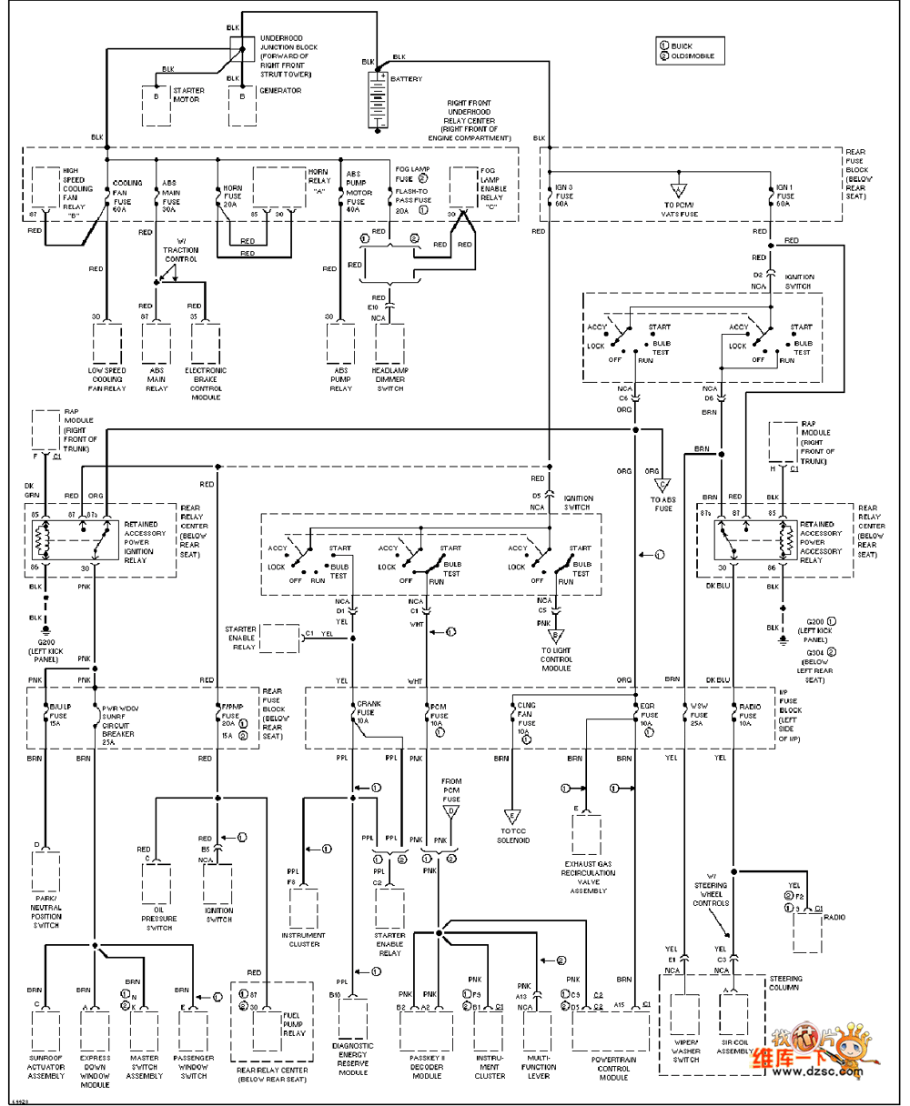 Universal Oldsmobile power distribution circuit diagram