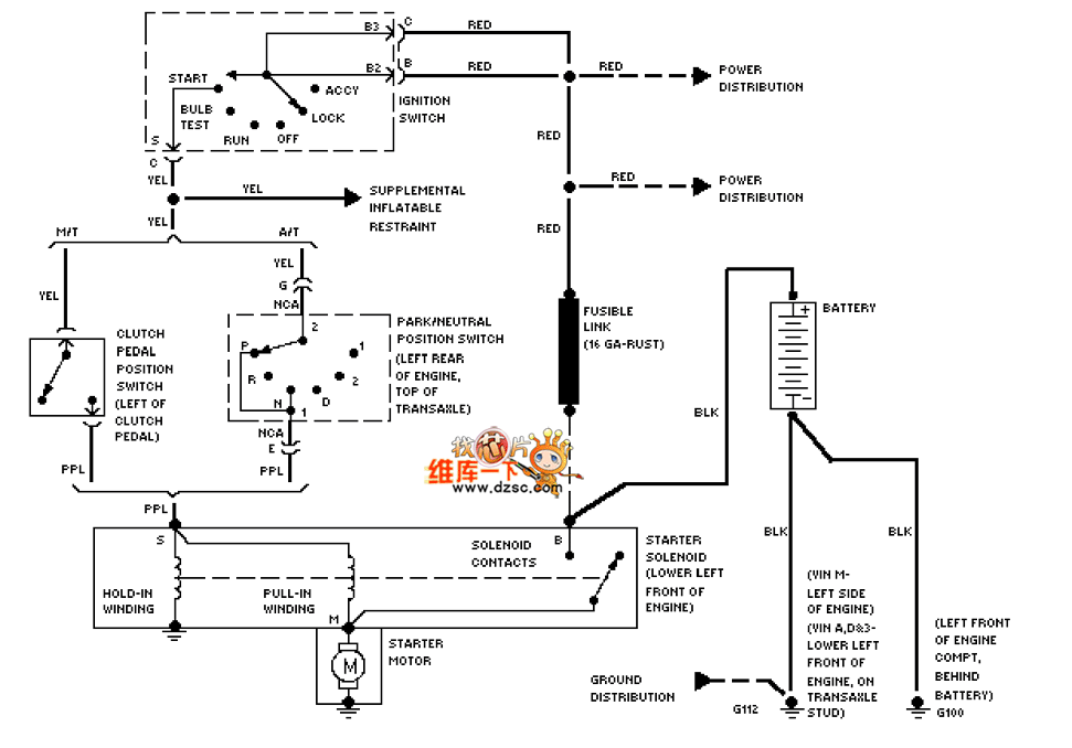 Universal Oldsmobile 94 Starter System Circuit Diagram