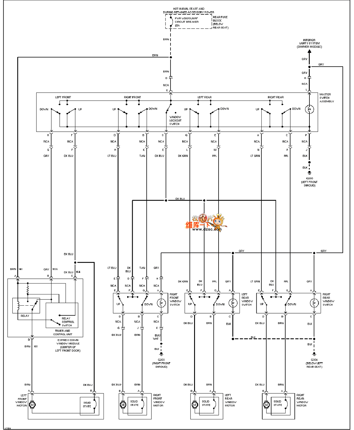 Universal Oldsmobile power window circuit diagram