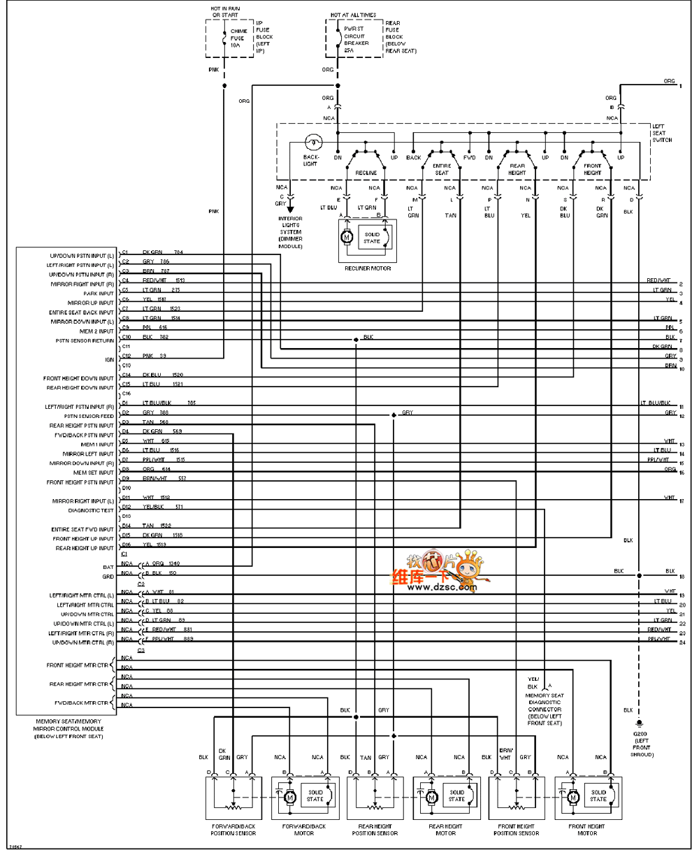 Universal Oldsmobile memory seat circuit diagram