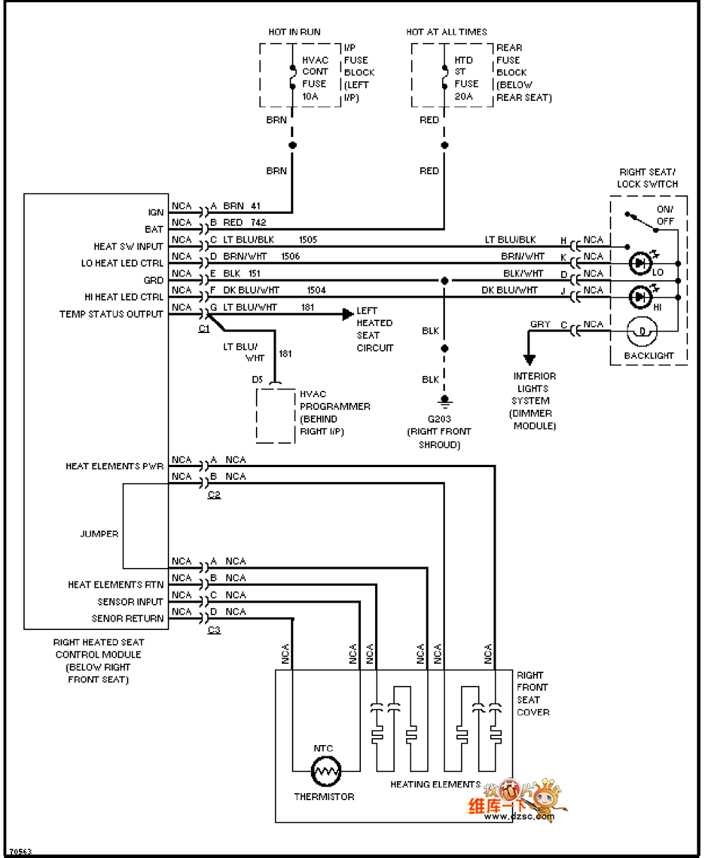 Universal Oldsmobile passenger side heated seat circuit diagram