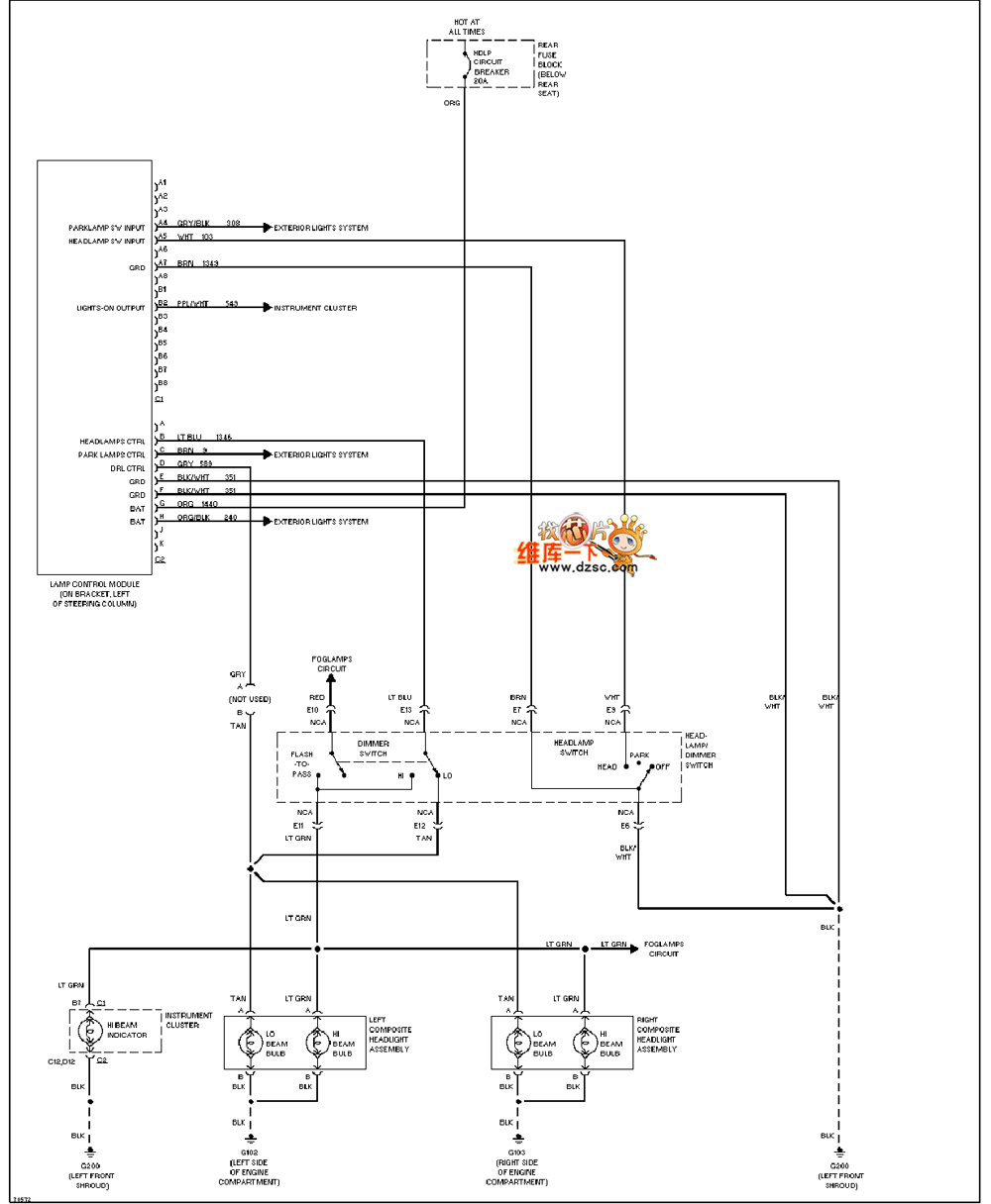 Universal Oldsmobile headlight circuit diagram