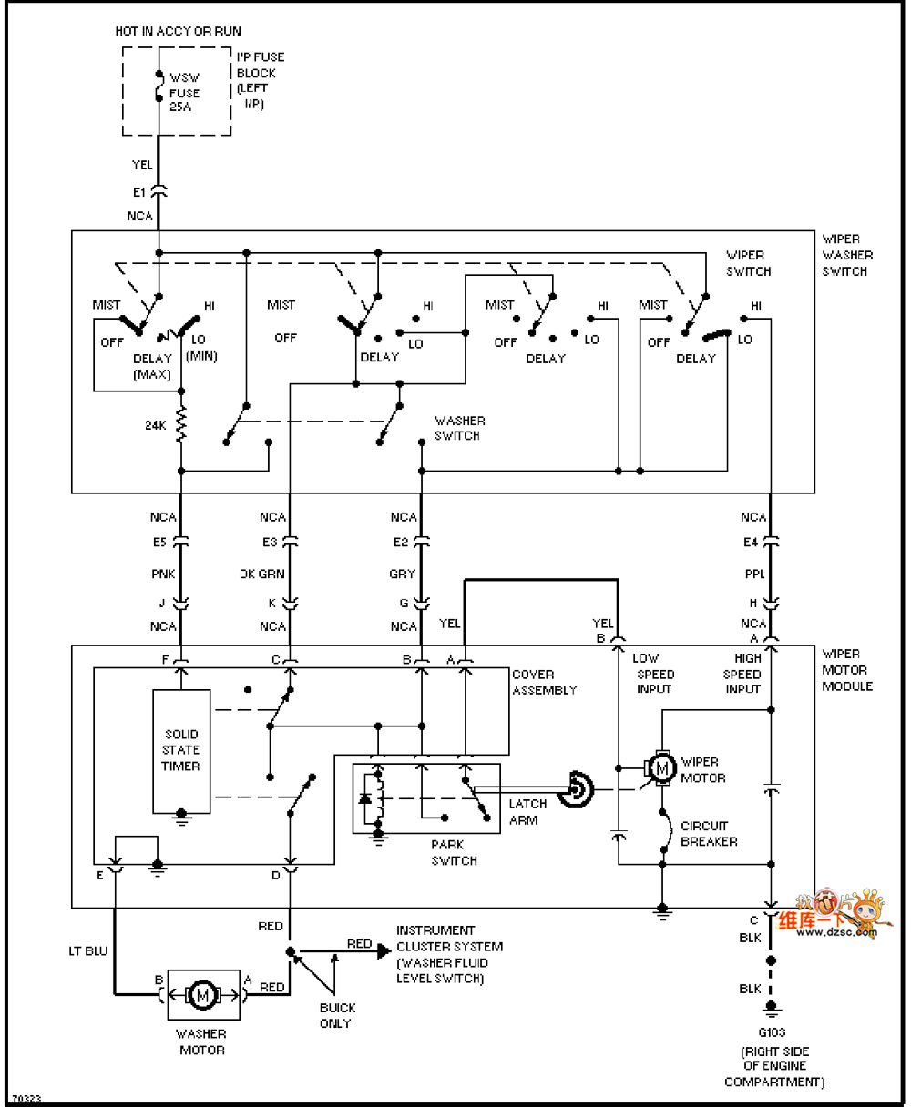 Oldsmobile wiper cleaner circuit diagram