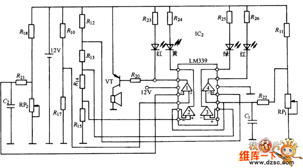 Automotive electronic instrument coolant temperature gauge, oil pressure gauge circuit diagram