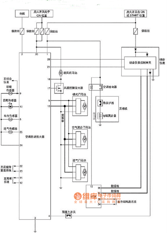 Dongfeng Nissan T30 air conditioning system diesel engine model circuit diagram