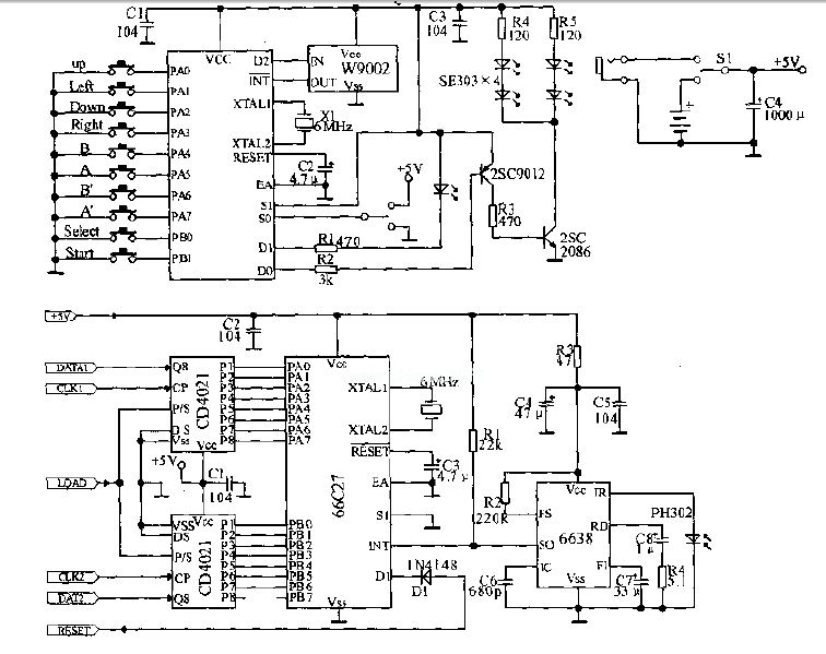 Infrared remote control transmitter for TV game console based on 66C27