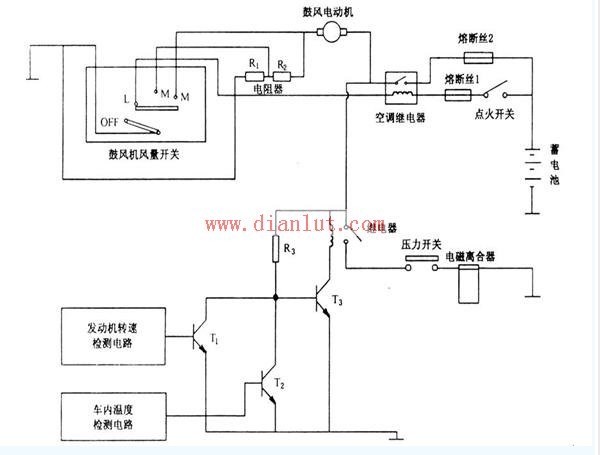 Control circuit diagram for car air conditioner