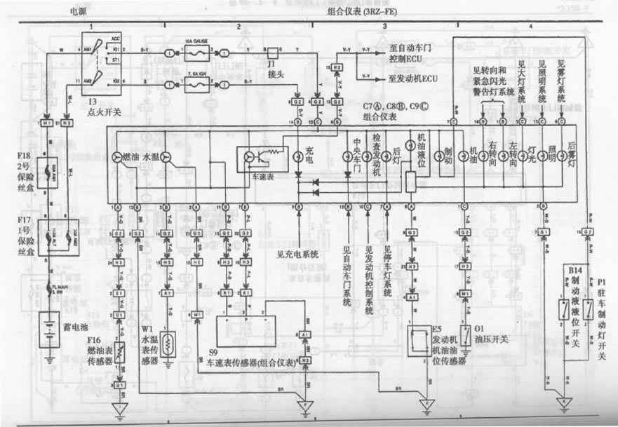 Toyota Coaster Bus Combination Meter Circuit Diagram