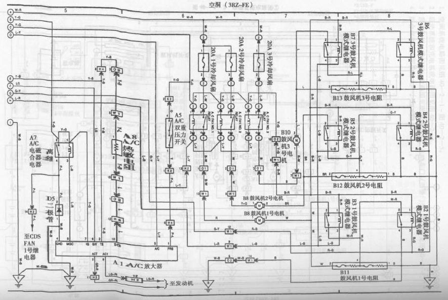 Toyota Coaster Bus Air Conditioning System Circuit Diagram