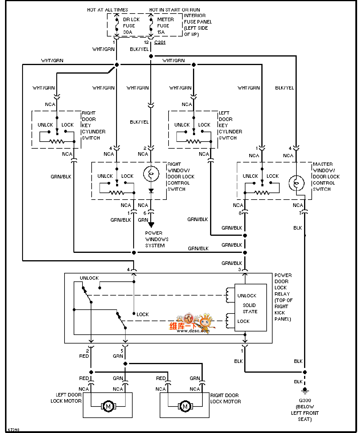 Mazda 95PROBE door lock circuit diagram