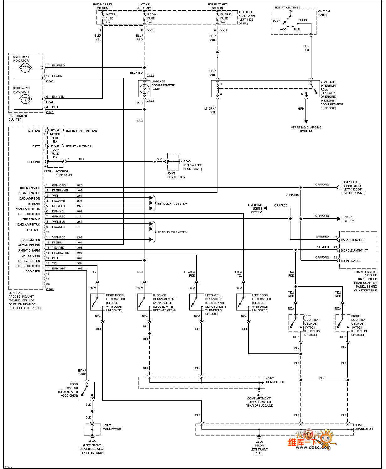 Mazda 95PROBE anti-theft circuit diagram