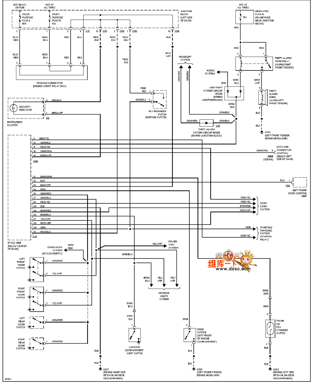Mazda 96DIAMANTE anti-theft system circuit diagram
