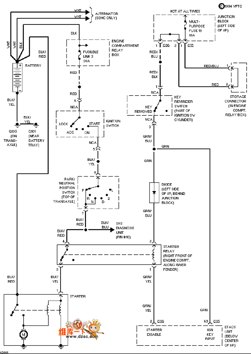 Mazda 96DIAMANTE starting system circuit diagram