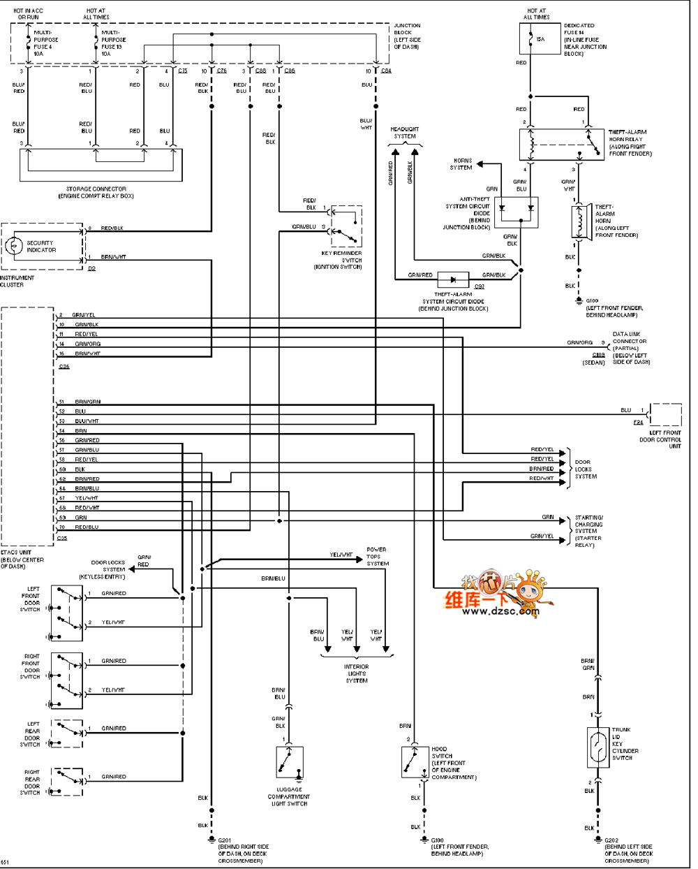 Mazda 95DIAMANTE anti-theft system circuit diagram