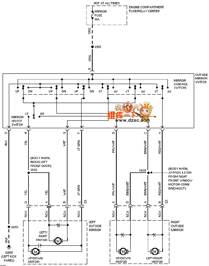 Cadillac deville electric rearview mirror circuit diagram