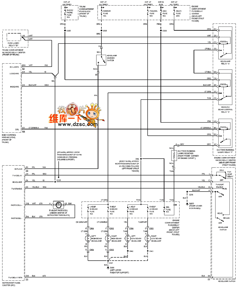 Cadillac deville headlight circuit diagram