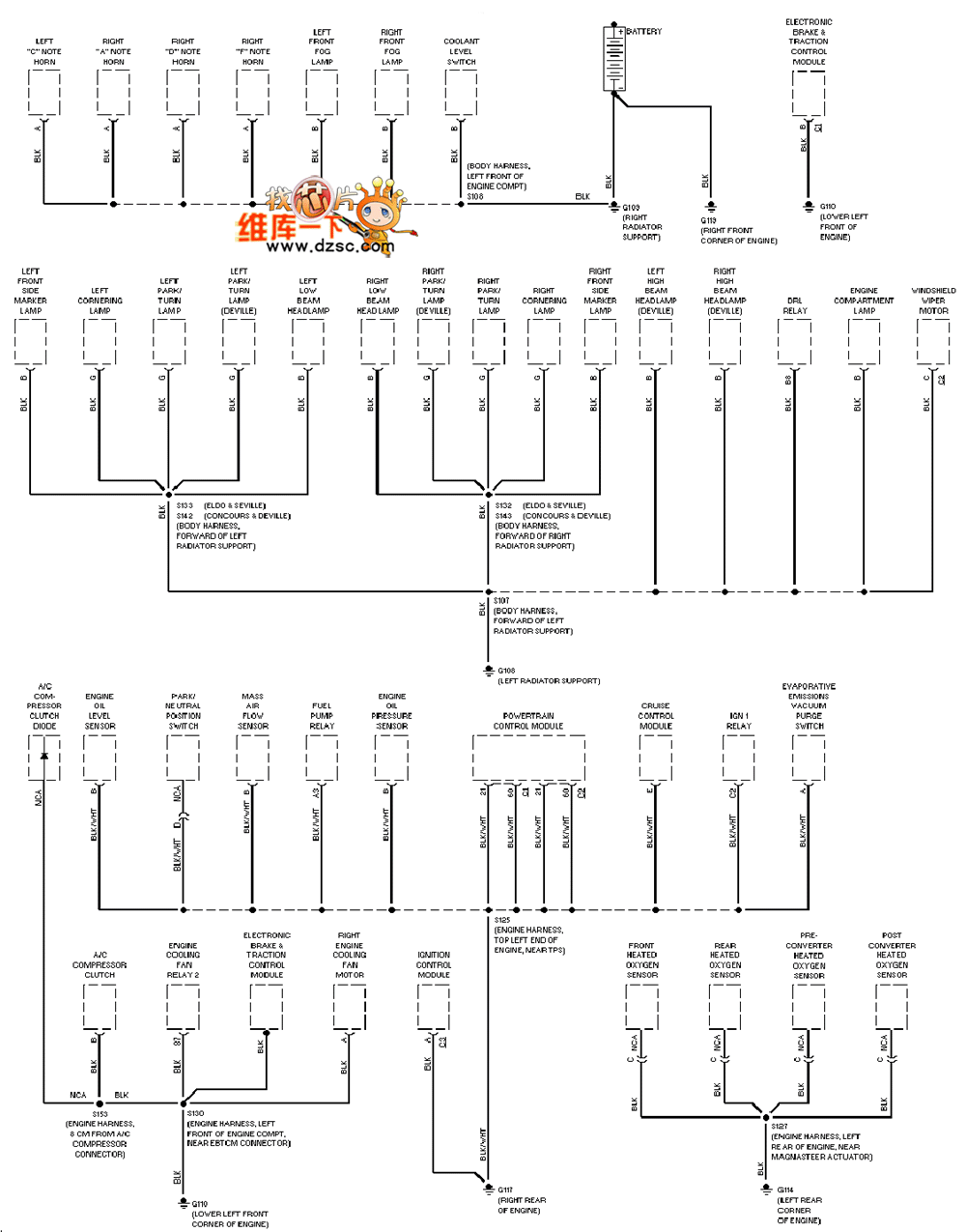 Cadillac deville ground distribution circuit diagram 1