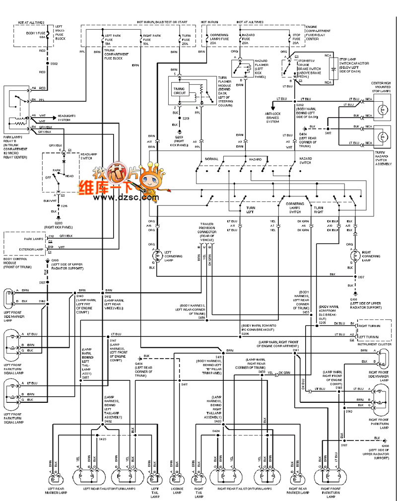 Cadillac deville car exterior light circuit diagram