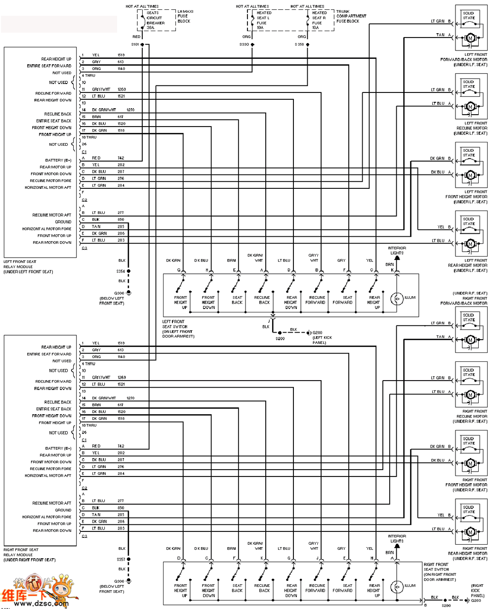 Kaidi Lake six-way electric seat circuit diagram