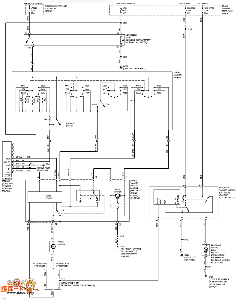 Katillac wiper cleaner circuit diagram (with raindrop sensing)