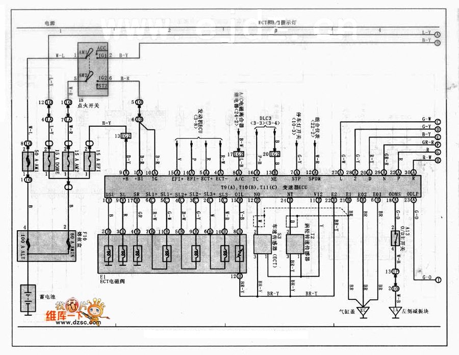 Toyota Vios car automatic transmission control circuit diagram