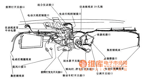 Santana 2000 sedan dashboard wiring harness layout circuit diagram 1