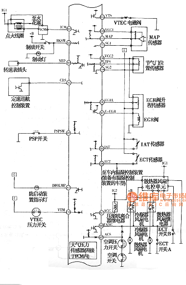 Accord V6 engine electronic control system circuit diagram